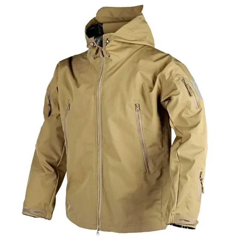 Summer Soft Shell Jackets Men Tactical Windproof Waterproof Jacket Men Clothing Wear Resistant Jackets Mens Hooded Coats W250524