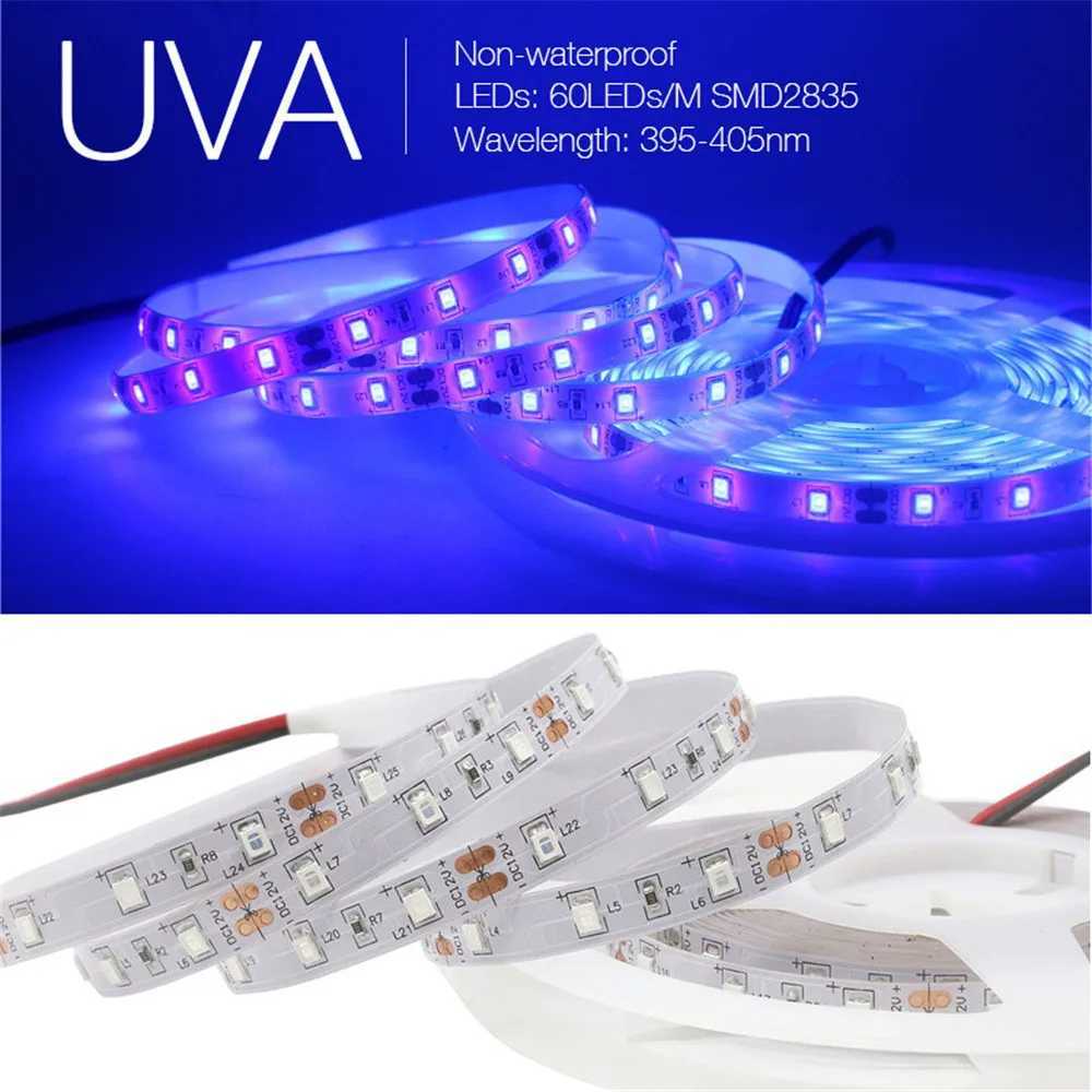 UV Led Strip light 5V UVA Light 395-405nm SMD2835 Ultraviolet Ray LED Diode Ribbon Purple Tape Lamp USB With Switch 60LEDs/m W250524