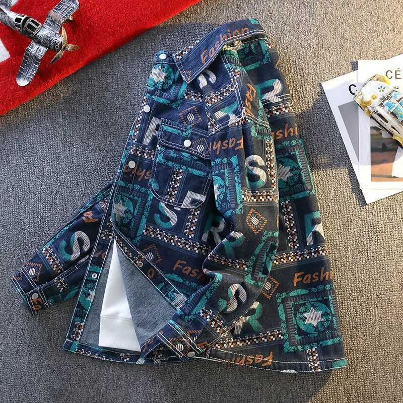 Mens Fashionable Denim Coat High Quality Cross-Border Style Loose Fit Casual Scene Jacquard Lapel Jacket W250524