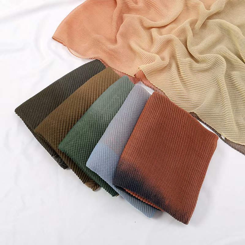 T788 autumn and winter hot sale new gradient color matching cotton and linen scarf women's fashion commuting warm all-match windproof neck scarf