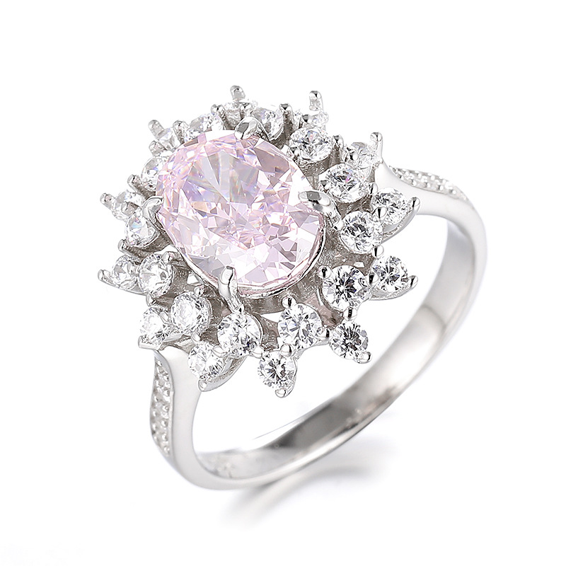 S925 Sterling Silver Red and Blue Sapphire Diamond Ring, Radiant Cut Gemstone Women's Ring, Ice Flower Cut Fashion Jewelry for Women