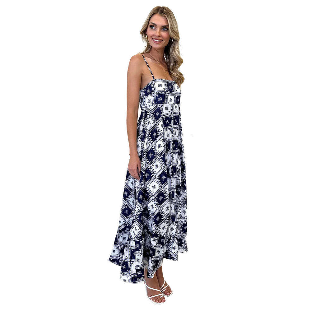 Maxi Dress Spring Summer New Women S Wear Small Fresh Fragmented Flower Hanging Strap Dress Slim Fit Floral Dress