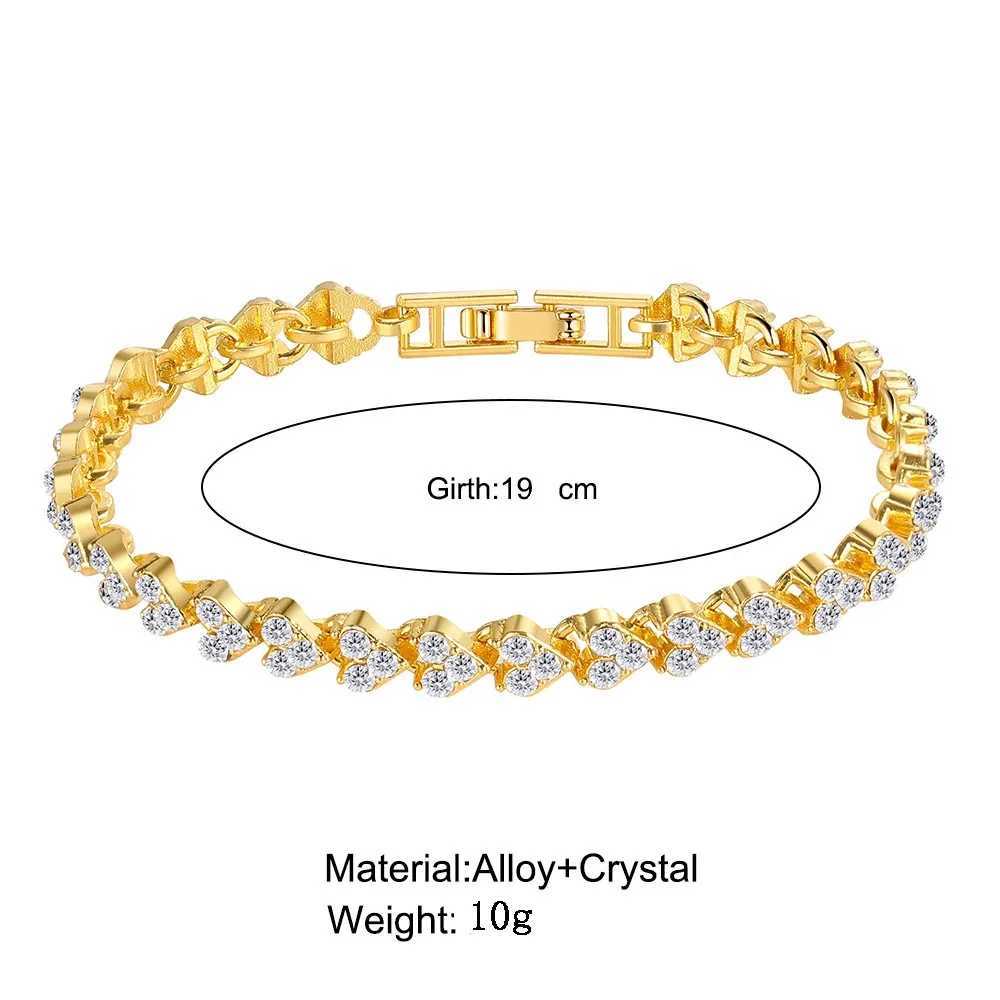 Luxury Roman Crystal Geometric Chain Bracelets for Women Trendy 2024 Goth Full Rhinestone Charm Bangles Wed Jewelry Accessories XJ250524