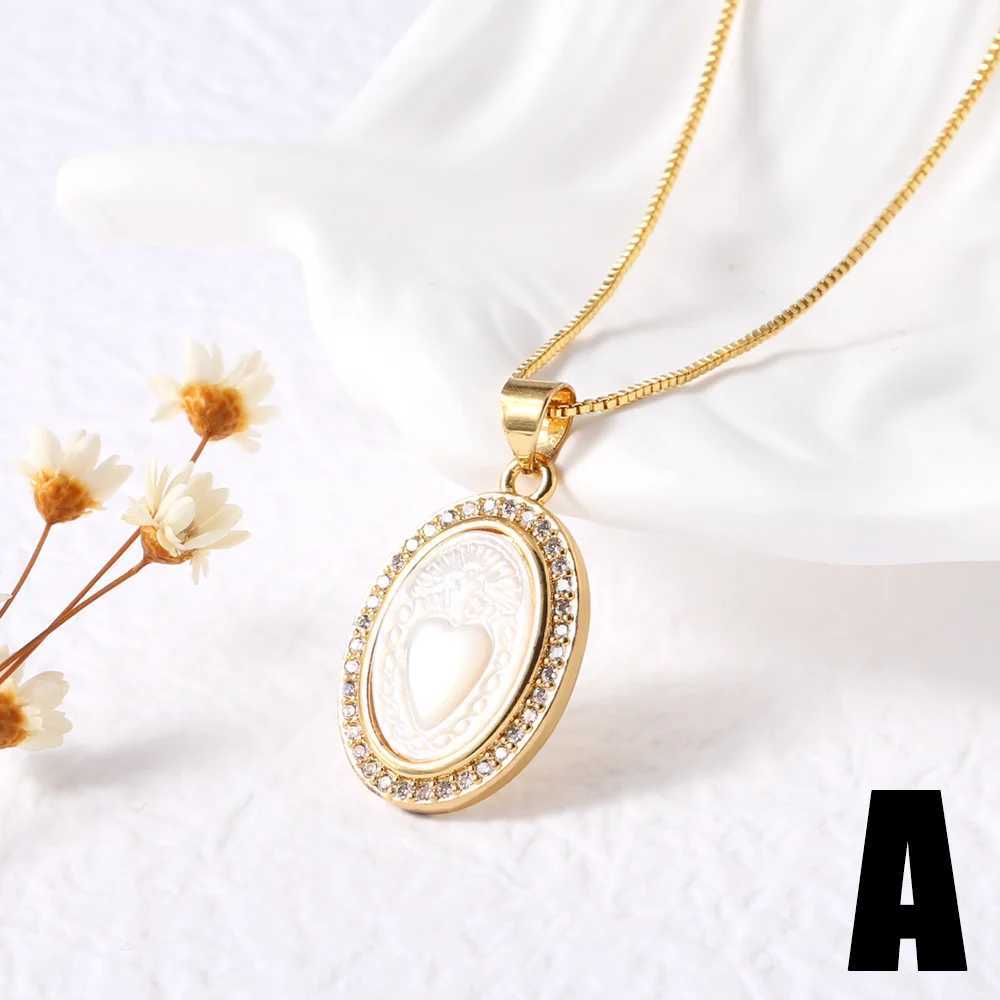 White Pearl Holy Death Necklaces for Women Gold Plated Round Virgin Mary Necklaces Amulet Jewelry Gifts retail89 XJ250524