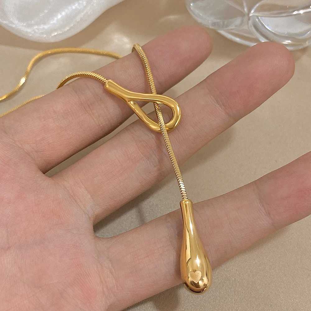 Unique Design Irregular Waterdrop Pendant Necklace for Women Fashion Gold Silver Color Stainl Steel Necklaces Jewelry Gifts XJ250524