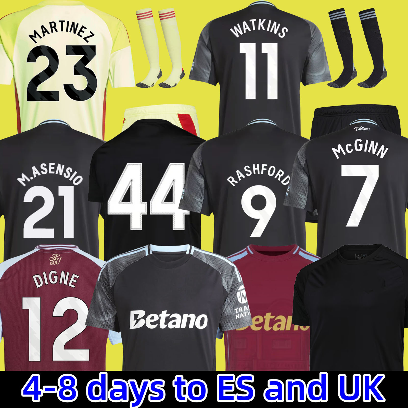 24 25 26 WATKINS Soccer Jerseys 2025 2026 150-Year Anniversary Football Shirt Rashford M.Asensio Rogers Camisetas McGINN Tielemans Onana men kids kit 8