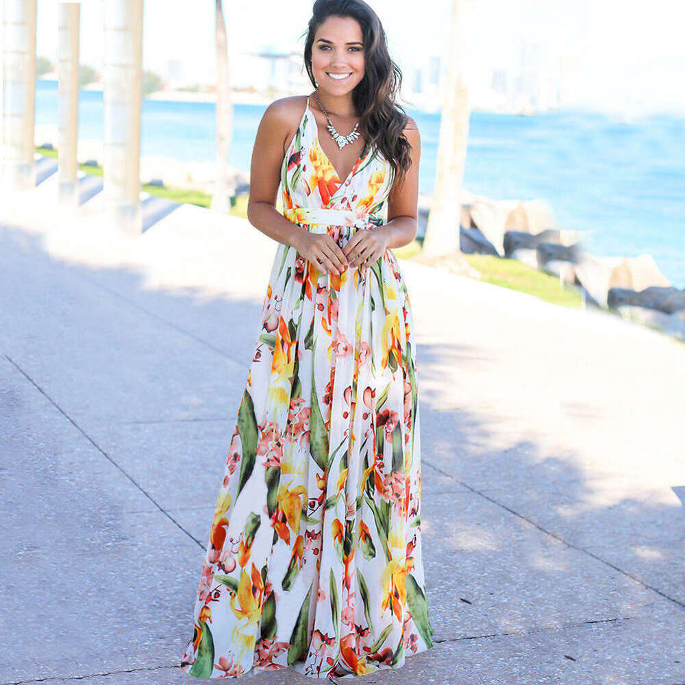 Maxi Dress Dress New Summer Women S Dress With Suspender Printed Beach Long Skirt Floral Dress
