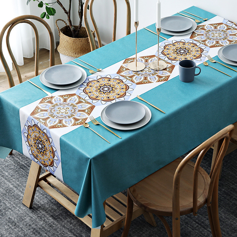 B379 tablecloth waterproof and oil-proof wash-free ins style Nordic Internet celebrity home rectangular dining table cloth coffee table cloth pvc tabl