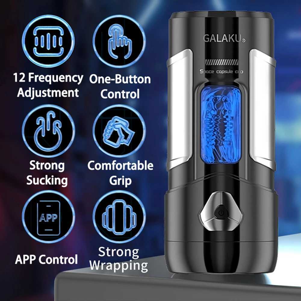 Bluetooth Fully Automatic Oral Vagina Male Masturbator Blowjob Pussy Stroker Sex Machine APP Masturbation Cup Sex Toys for MenXJ250524