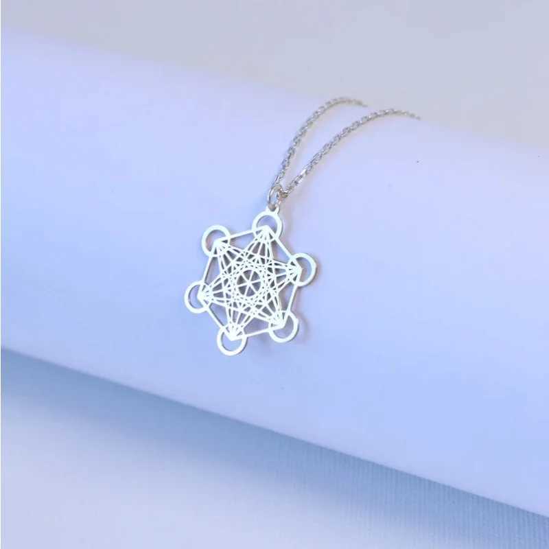 Stainless Steel Metatron Necklace Sacred Geometry Metatron Cube Pendant Religious Symbol Metion Charm Necklace Gift for Mom XJ250524