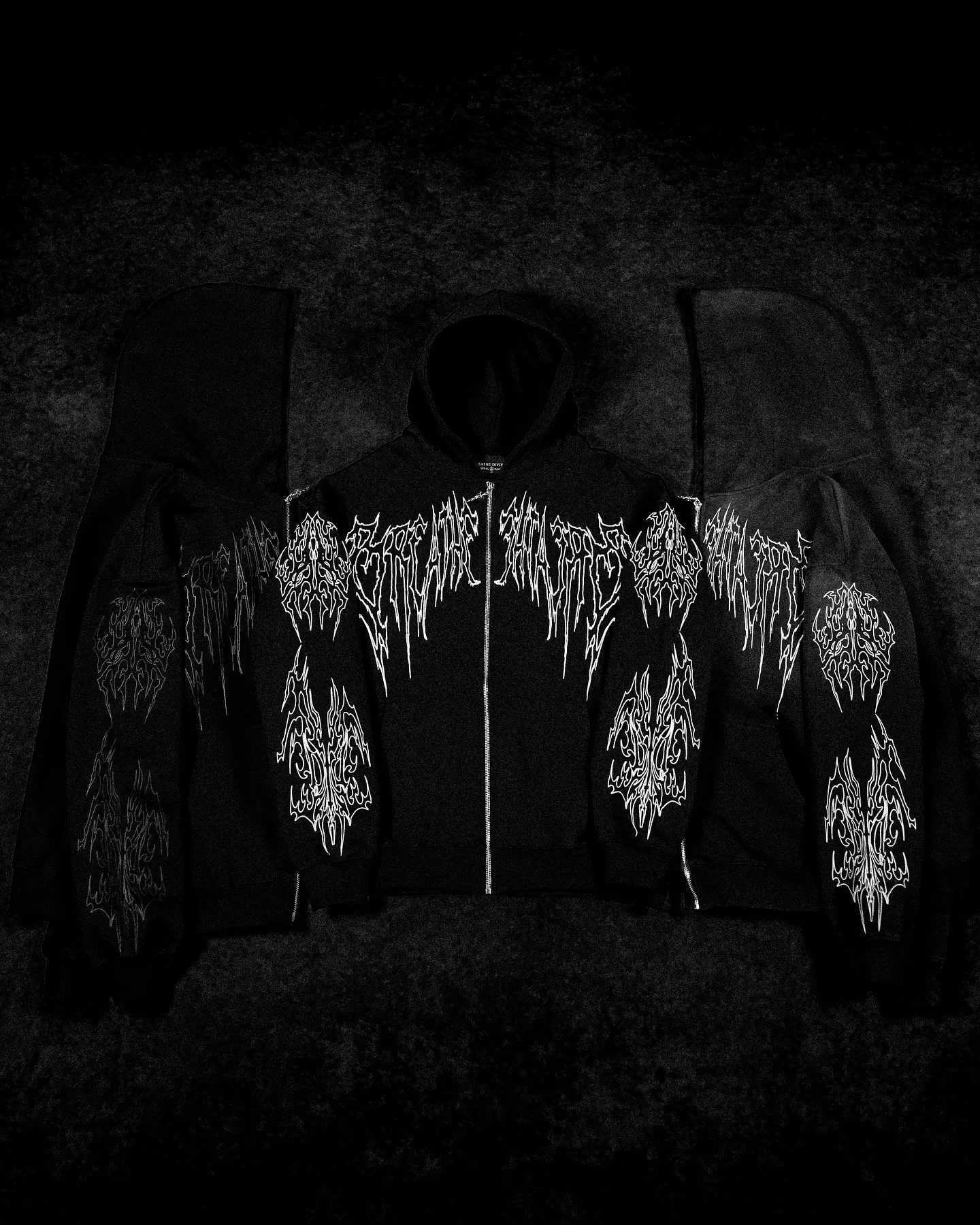 Y2K Abyss Ghost Oversized Zipper Hoodie Dark Inspiration Retro Street Clothing Hip Hop Casual Sportswear Universal Gothic Hoodie W250524