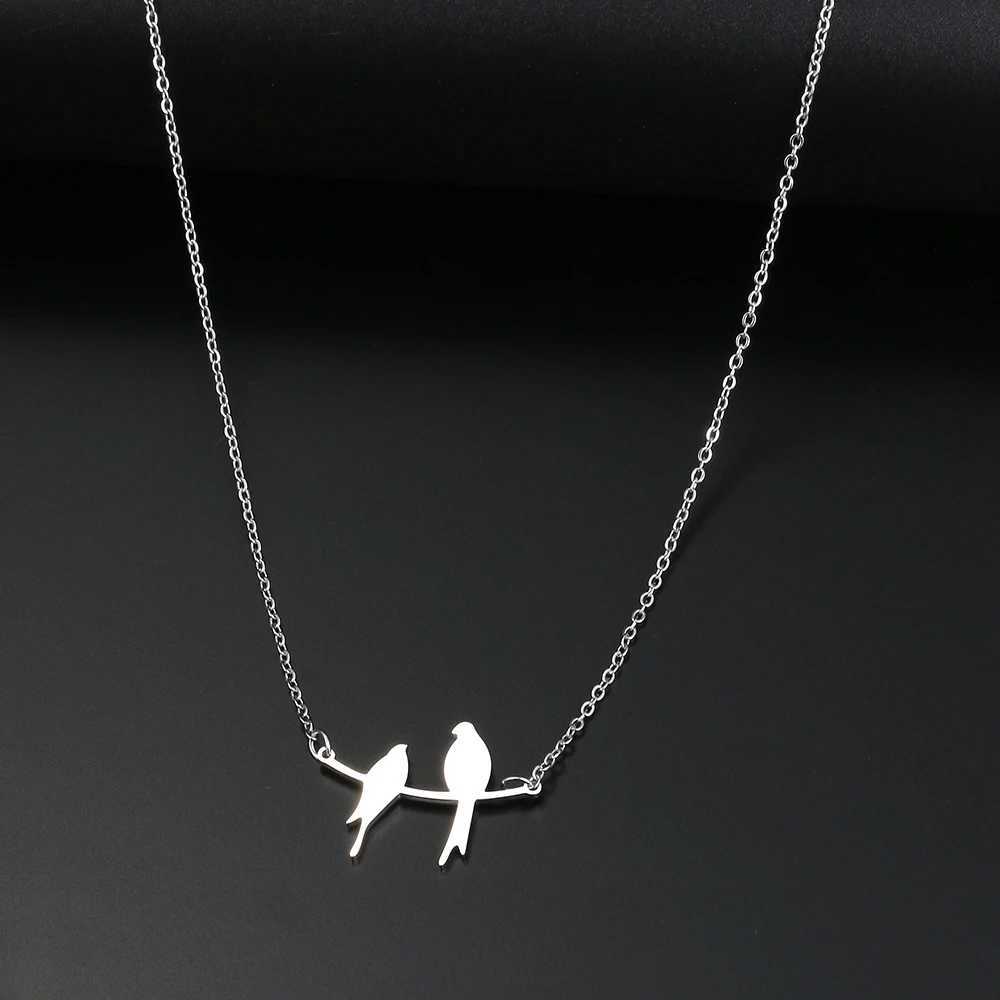 Stainless Steel Necklaces Two Bird Animals Charm Pendant Chain Fashion Necklace For Women Jewelry Wedding Party Girls Gifts 1Pcs XJ250524