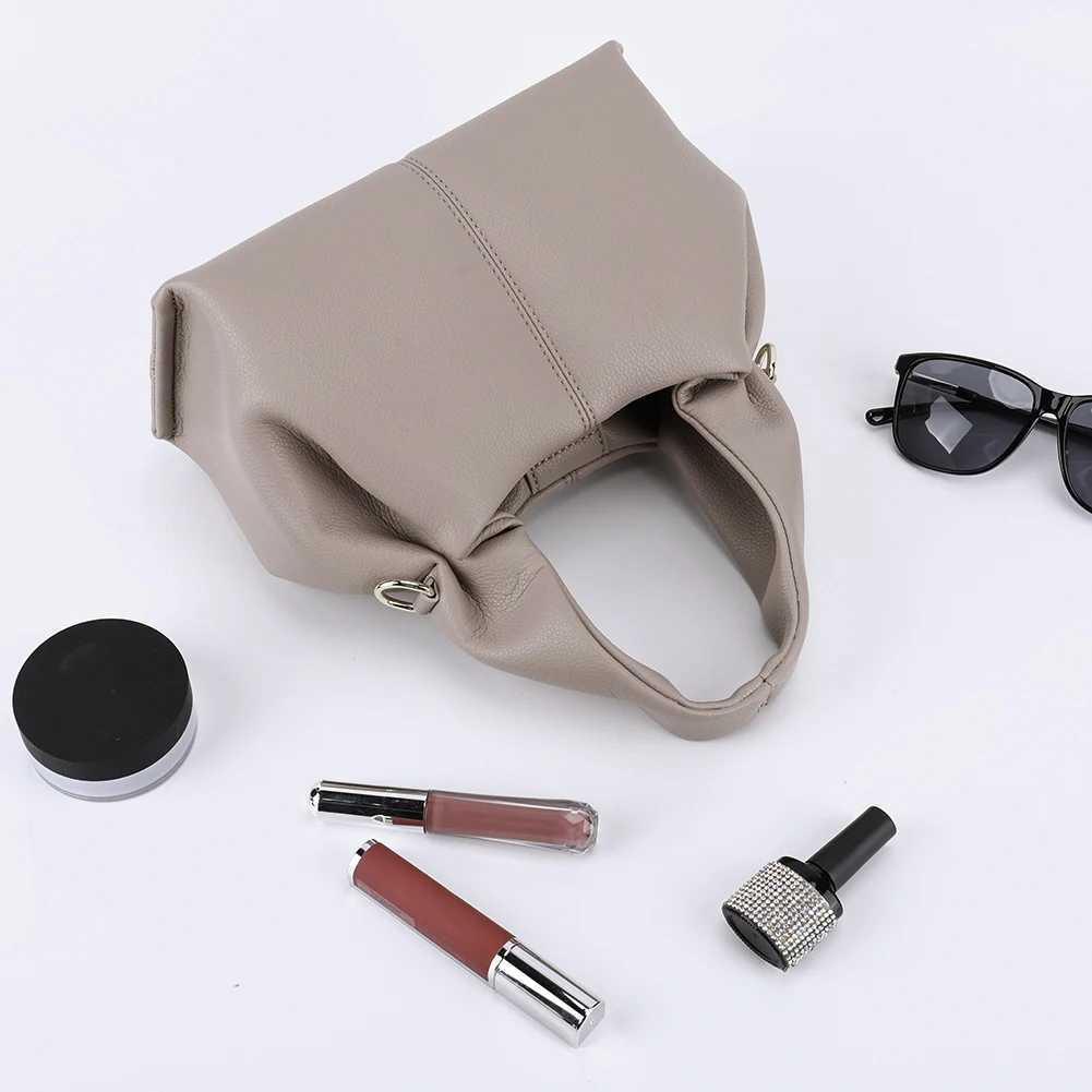 Dumpling Clutch Purse Solid Color Fashion Handbag with Removable Strap Retro Crossbody Bag PU Leather Top Handle Bag for Women W250527