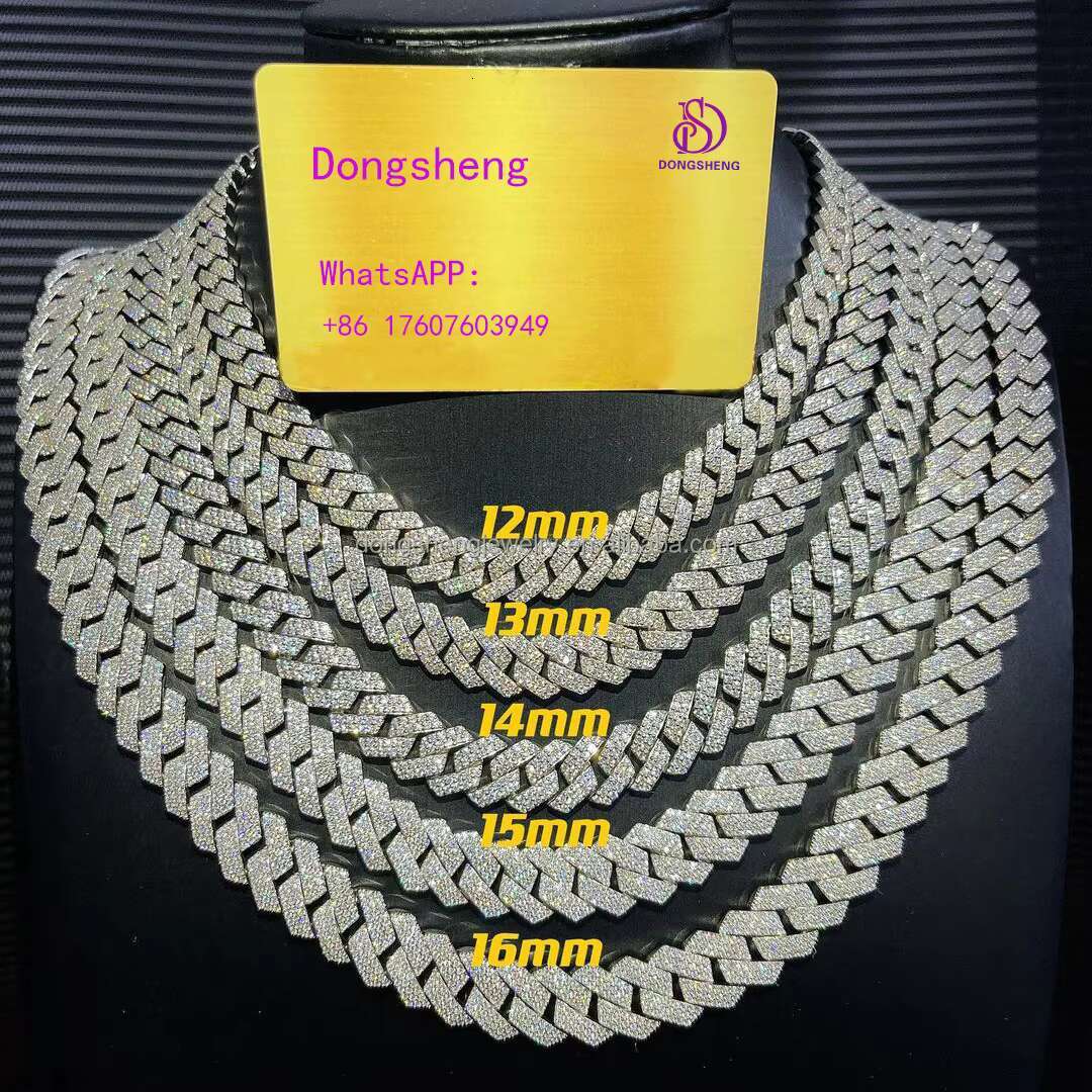 Pass Diamond Tester 925 Silver 18K Gold Cuban Link Necklace Iced Out Hip Hop Jewel Vvs Moissanite Cuban Chain
