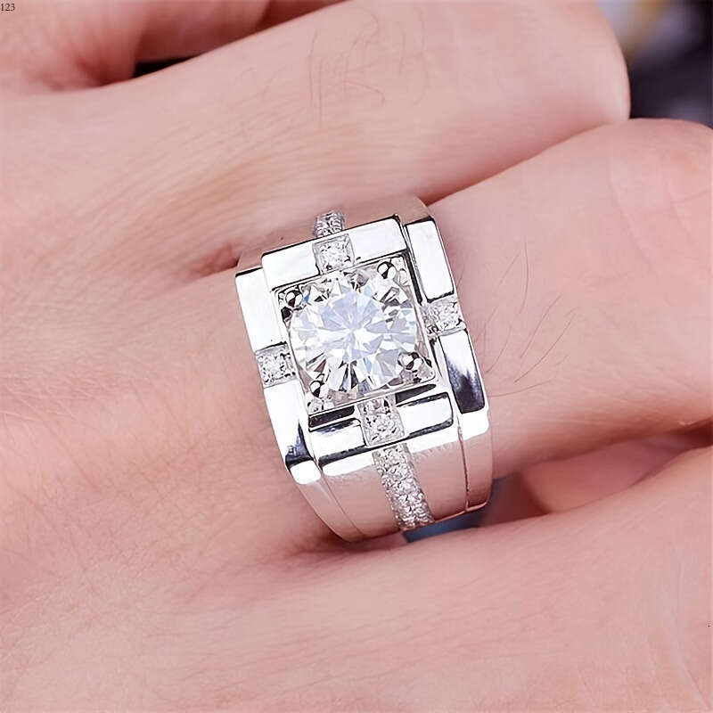 pc S pure Siery with Men s Moissanite ring suitable both men women eternal Synthetic jewelry birthday gift him Halloween and Thanksgiving gift