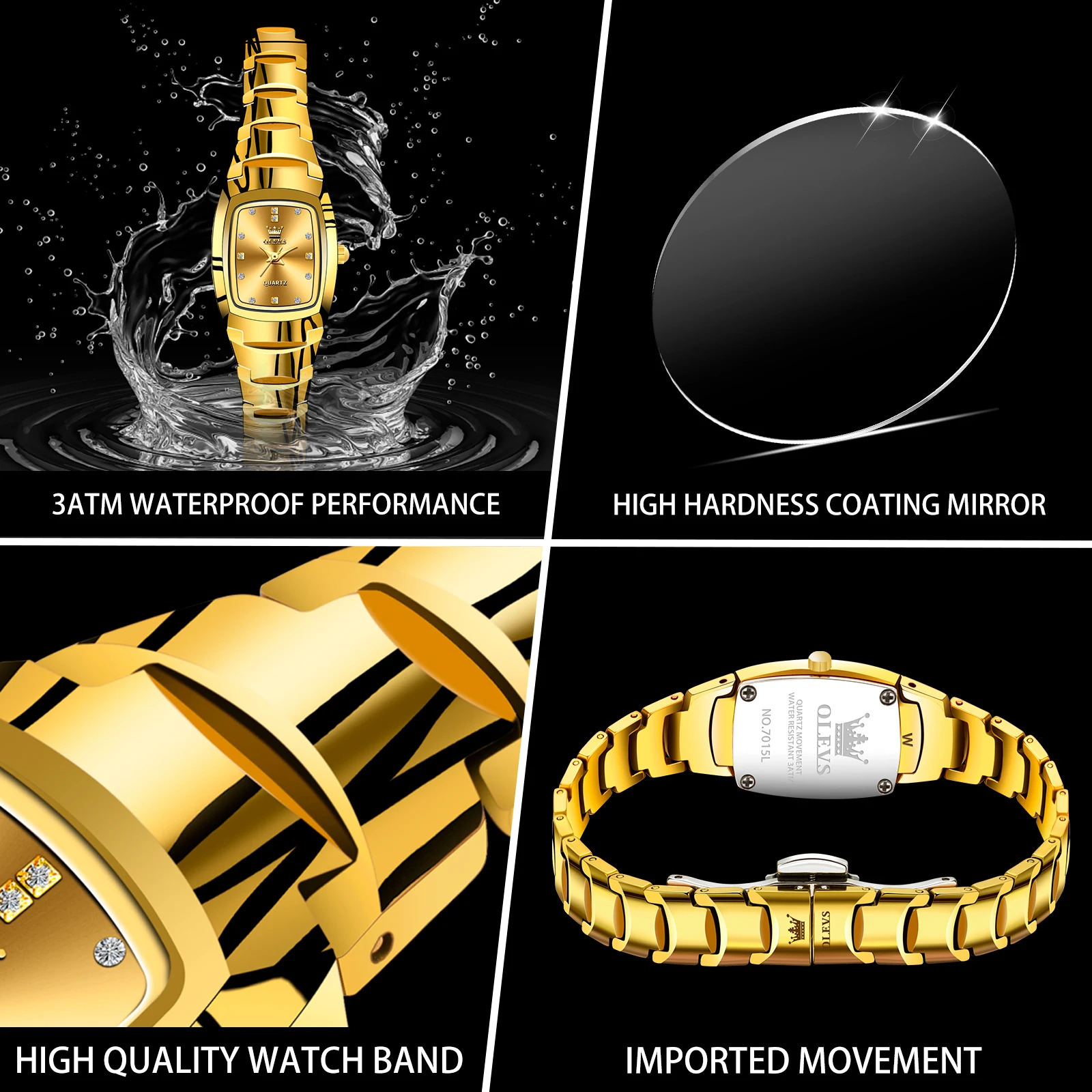 OLEVS Ladies Waterproof Watch Gold Stainless Steel Women Watches Creative Fashion Original Elegant Quartz Wristwatch Gift 250603