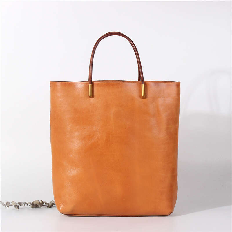 Tote Bag Head Layer Cowhide Crossbody Bag Genuine Leather Women S Artistic Handbag Commuting Niche Vegetable Tanned Leather Tote Bag Lady Bags