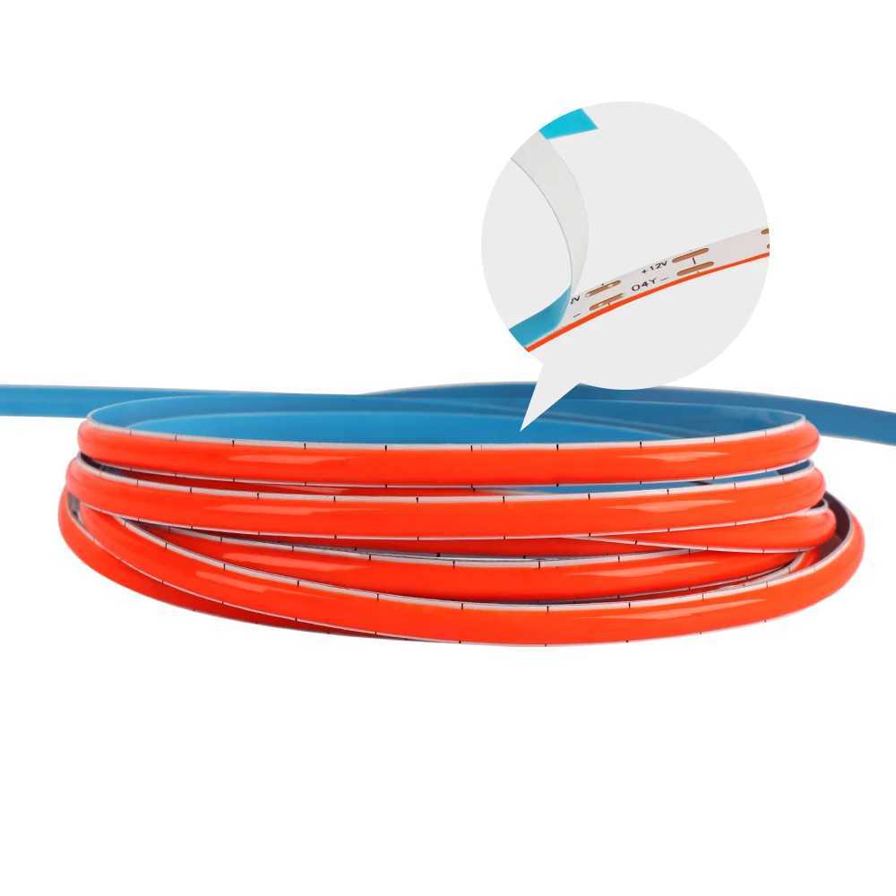 5mm COB LED Strip Lights For Home Decoration Linear Lighting 1cm-Cut 12V 400leds/m Red Blue Yellow Flexible LED Ribbon Tape W250524