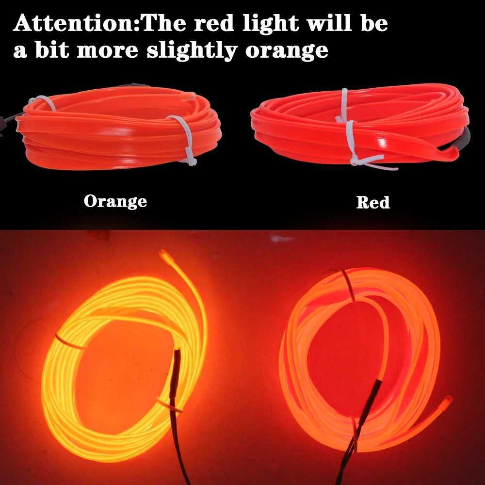 1M/2M/3M/5M Car Interior Led Decorative Lamp EL Wiring Neon Strip For Auto DIY Flexible Ambient Light Party Atmosphere Diode USB W250524