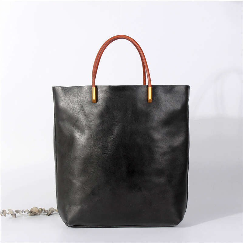 Tote Bag Head Layer Cowhide Crossbody Bag Genuine Leather Women S Artistic Handbag Commuting Niche Vegetable Tanned Leather Tote Bag Lady Bags