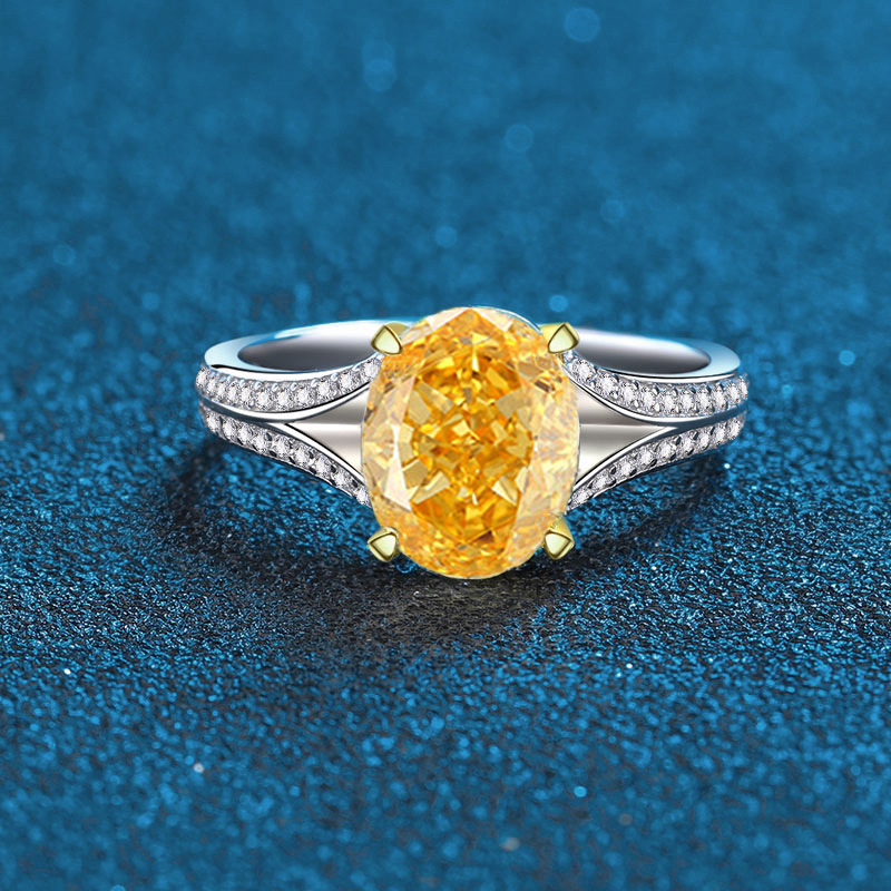 S925 Sterling Silver Ice Flower Cut Oval Shape Engagement Ring with Yellow, Pink, and Padma Red Gemstones for Weddings and Proposals