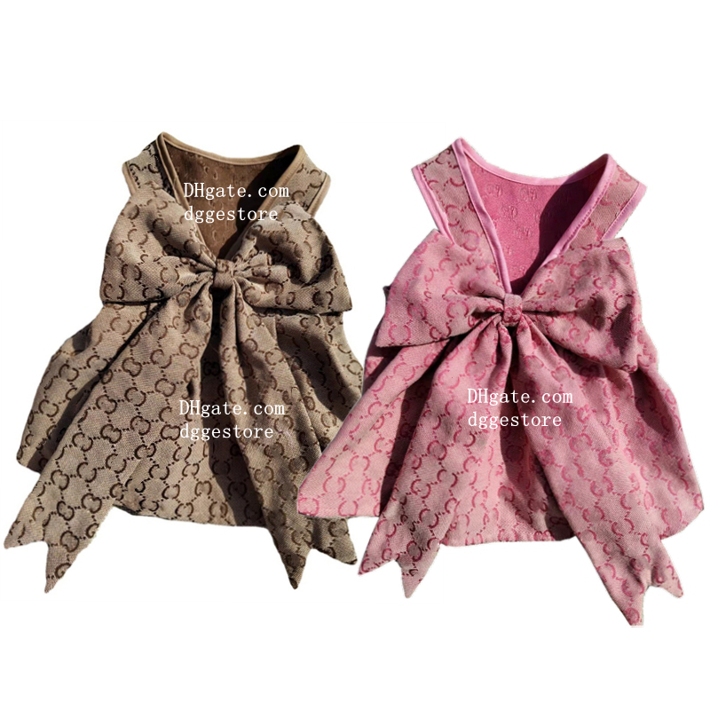 Designer Dog Dress for Small Medium Dog Cats Girl Pink Summer Pet Clothes Bowknot Puppy Princess Dresses Holiday Party Costume Outfits Chihuahua Yorkie Clothing 404