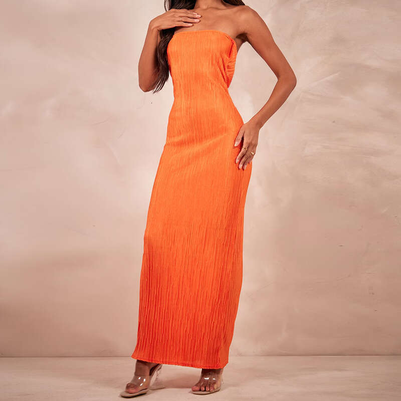 Maxi Dress Strapless Printed Pleated Slim Fit Jumpsuit Long Dress Women S Dress Floral Dress