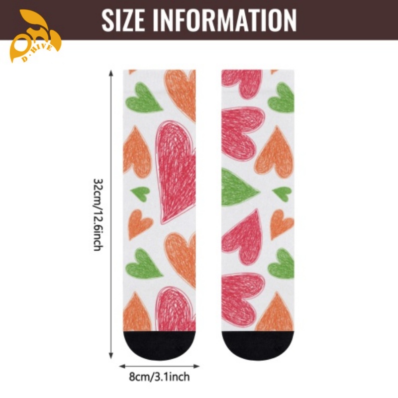 Free delivery. TOP fashion designers customize lightweight high-quality full-width printed white and colored socks of 32cm.