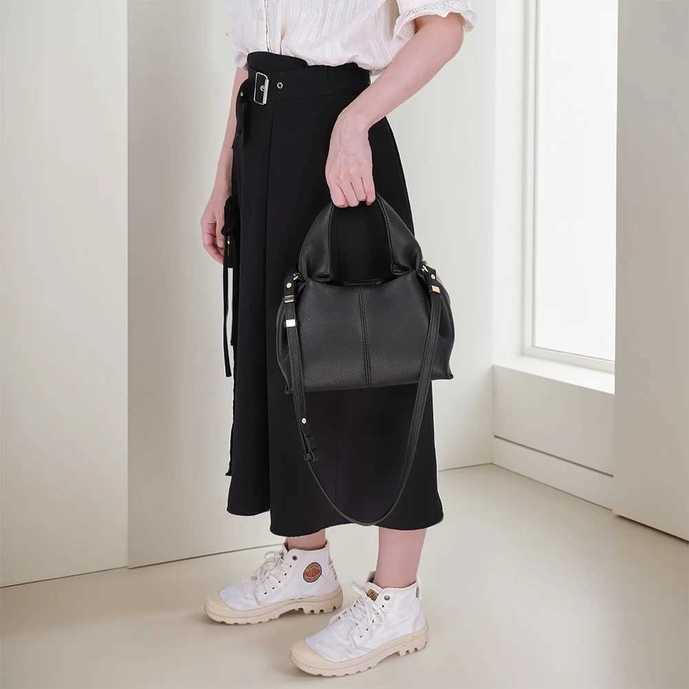 Dumpling Clutch Purse Solid Color Fashion Handbag with Removable Strap Retro Crossbody Bag PU Leather Top Handle Bag for Women W250527