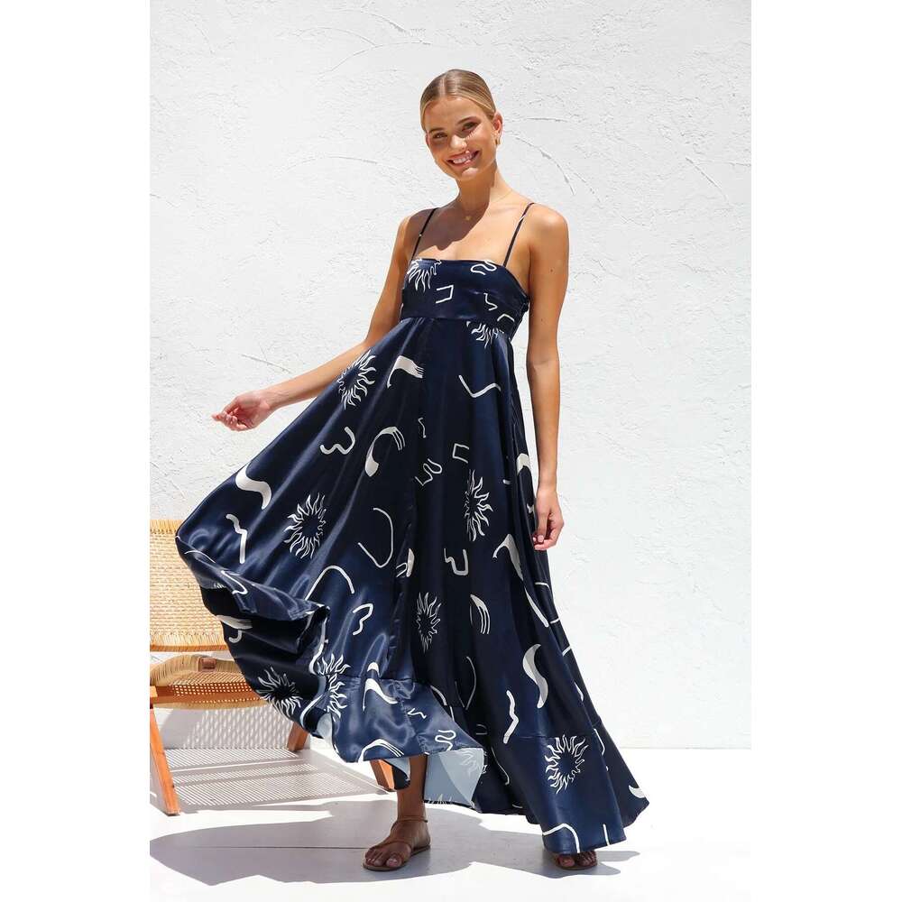 Maxi Dress Spring Summer New Women S Wear Small Fresh Fragmented Flower Hanging Strap Dress Slim Fit Floral Dress