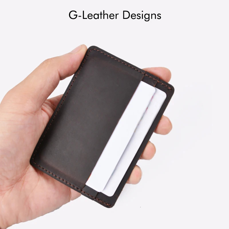 Genuine Leather Men Card Holders Cases Vintage Crazy Horse Leather Business Credit Card Wallet 250521