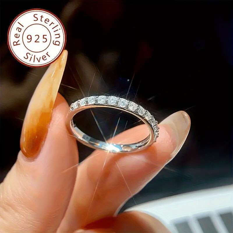 One Shavano Sterling Sier Featuring Round Cut Moissanite with Gold Plated Coating It Is an Elegant Simple Stackable Ring Suitable Women And Makes a