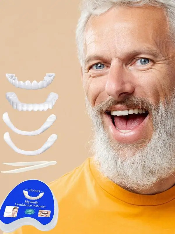 Silicone Upper/Lower Jaw DentureSnap On Teeth Veneers Dentures Teeth Whitening Fake Tooth Cover Snap OnDenture Fake Teeth 250519