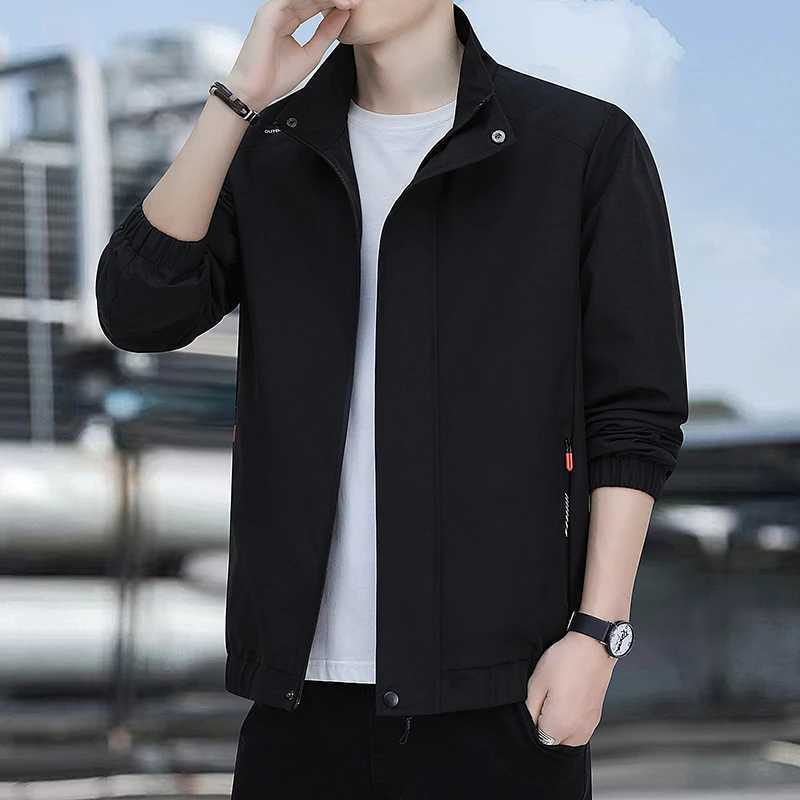 New Mens Large Size Zipper Jacket Simple Color Matching Windproof Waterproof Mountaineering Spring And Autumn Fashion Jacket W250711
