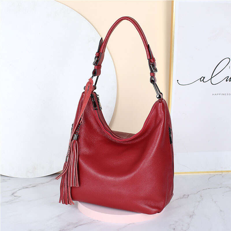 Tote Bag New Top Layer Cowhide Shoulder Genuine Leather Bag Handbag Simple Tassel Women S Bag Lady Bags