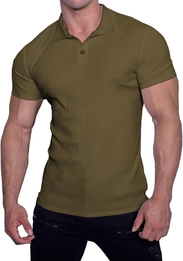 Mens Polo shirt Men's Slim Fit Muscle Stretch Quick Dry Tee Casual Golf Athletic T-Shirts Polos shirts tshirt Casual tops summer clothes