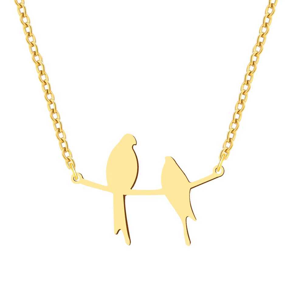 Stainless Steel Necklaces Two Bird Animals Charm Pendant Chain Fashion Necklace For Women Jewelry Wedding Party Girls Gifts 1Pcs XJ250524