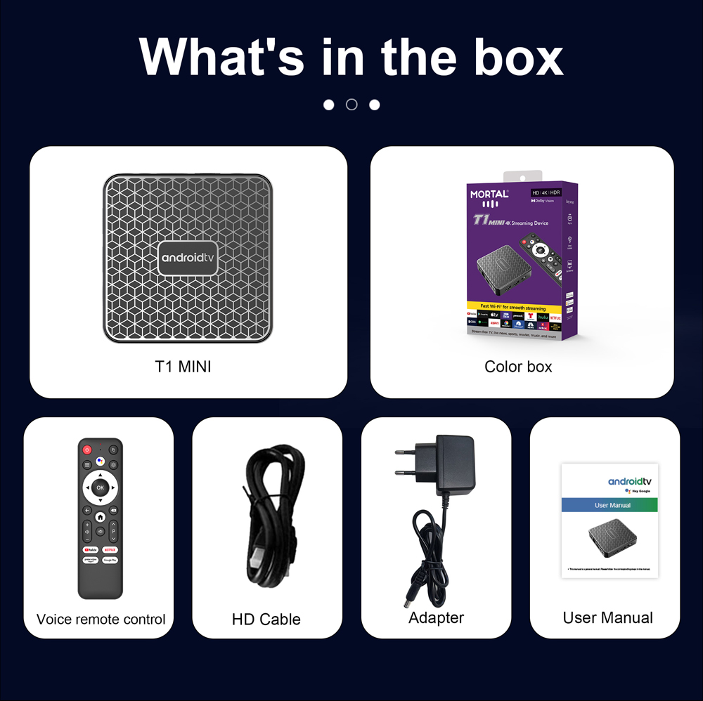 Mortal T1 MINI WIFI6 Voice Control Smart TV Box Android 14 RK3518 Home Theater 2G 16G Bluetooth 4K TV Set Top Box