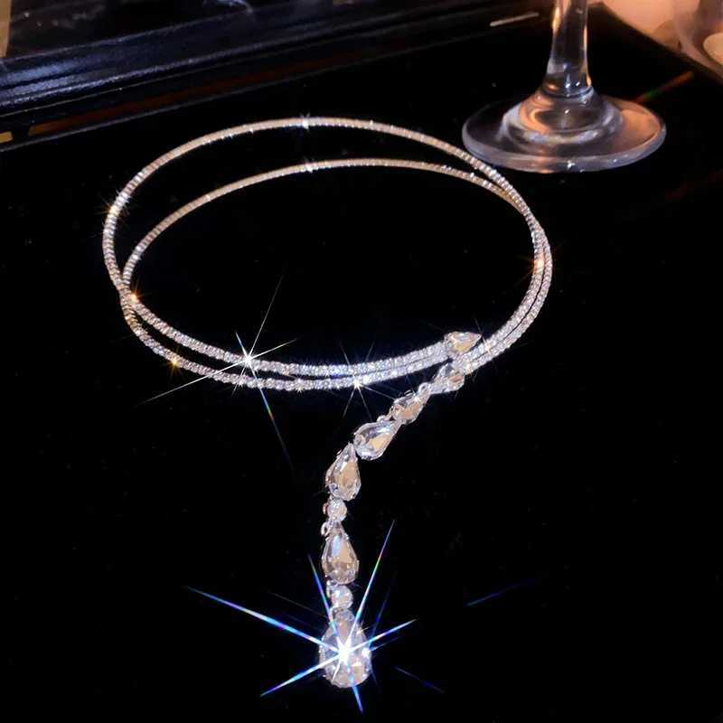 Shiny Rhinestone Collar Choker Necklace For Party Wedding Big Water Drop Crystal Necklace Womens Fashion Neck Jewelry XJ250524
