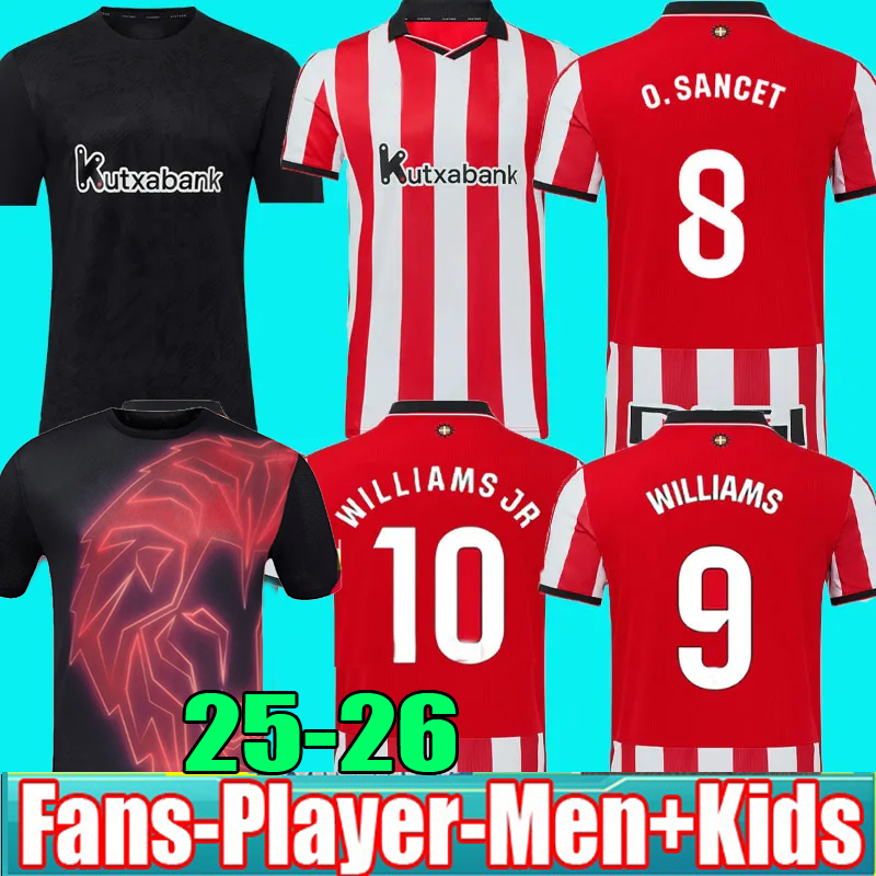 S-4XL 25 26 Club Soccer Jerseys BERENGUER 2025 RAUL GARCIA VILLALIBRE Sancet Paredes Bilbao Guruzeta AthleticS Home Away WILLIAMS Football shirt
