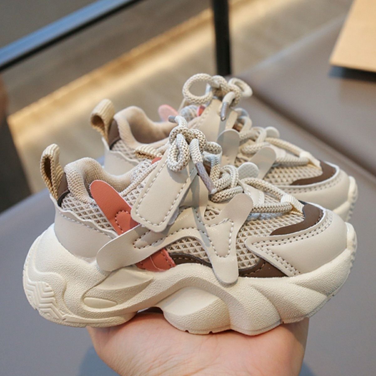 Kids Shoes Girls Sneakers Mesh Toddler Casual Tennis Sneakers Spring Fashion Running Sport Girl Platform Shoes Balck Purple Khaki Sizes US5.5C-US12.5C