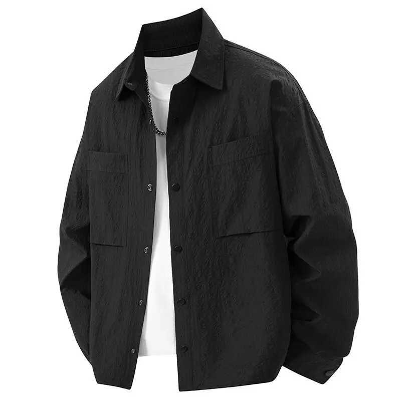 Jacket Mens 3D Hollow American Work Shirt Solid Color Casual Fashionable Jacket W250524