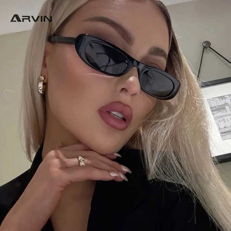 Trendy Cat Eye Black Sunglasses Women Brand Narrow Frame Rectangle Shades Small Eyewear Men Sun Glasses Female Male UV400 M250524