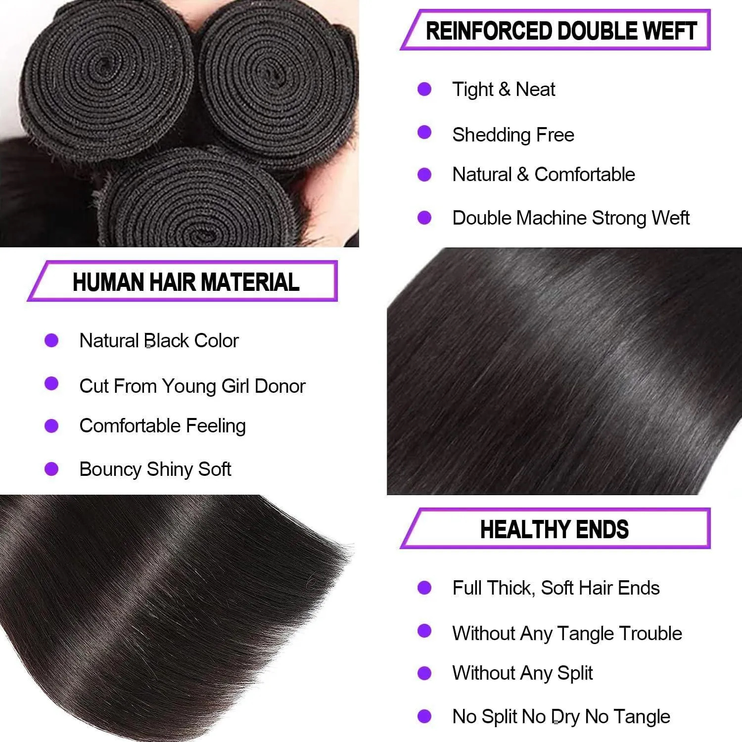 ViBESHiFT 10-26 Inch Straight Hair Body Wave Deep Wave Water Curly Virgin Human Hair Extensions Unprocessed 100% Human Hair Weave Bundles Hair piece f