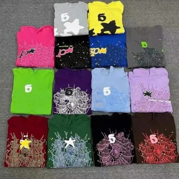 designer fluffy hoodies Young Thug Men Women High Quality spider hoodie Foam Print Web Pink Sweatshirts y2k Pullovers Designer Hoody Tracksuit US size S-2XL