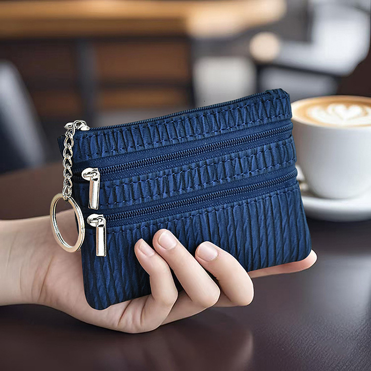 Fashion Zipper Short Women s Wallet Gift Mini fashion Stripe Coin Wallet Multi functional Keychain Small Keybag fashion Designer Men s Keybag Women s 