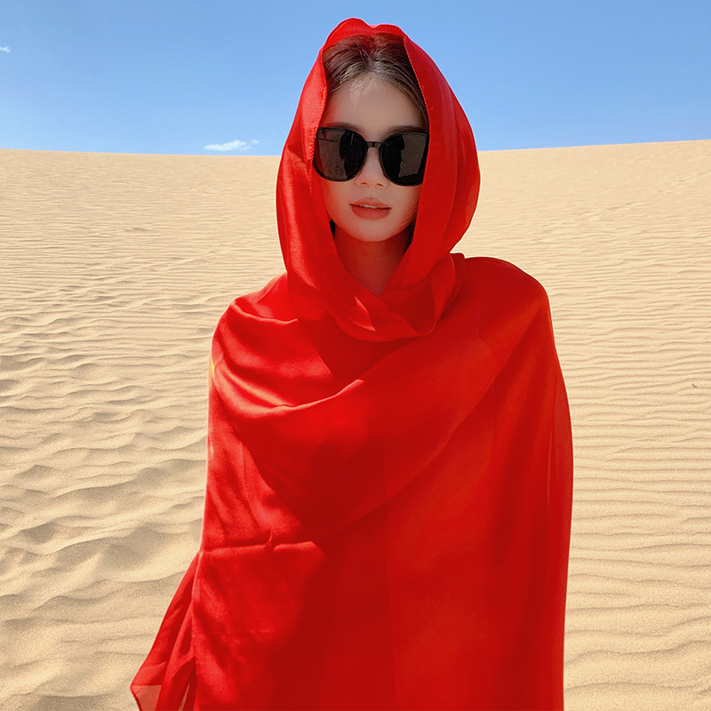 K821 Leisure outdoor photography cloak solid color breathable scarf comfortable large cloak ethnic style travel shawl