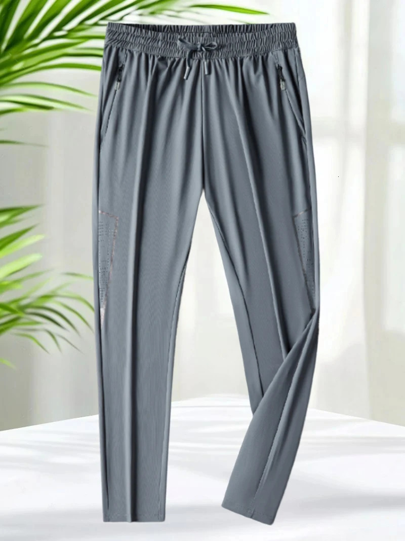 7XL Ice Silk Pants for Men Summer Lightweight Quick Dry Cooling Stretchy Casual Daily Trousers Drawstring Sweatpants 250513Z