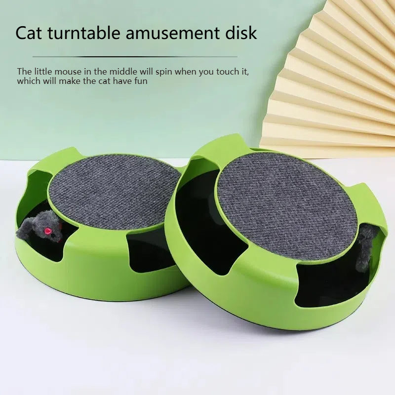 Interactive Rotating Cat Toy with Mouse for Claw Sharpening