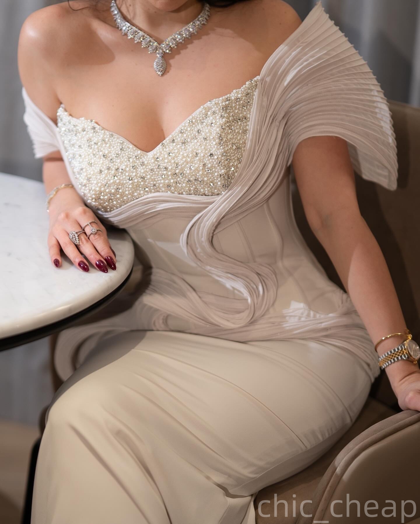 Champagne Mermaid Prom Dresses 2025 Pearls Sweetheart Satin Stylish Evening Formal Party Second Birthday Engagement Gowns Plus Size Dress For Special 